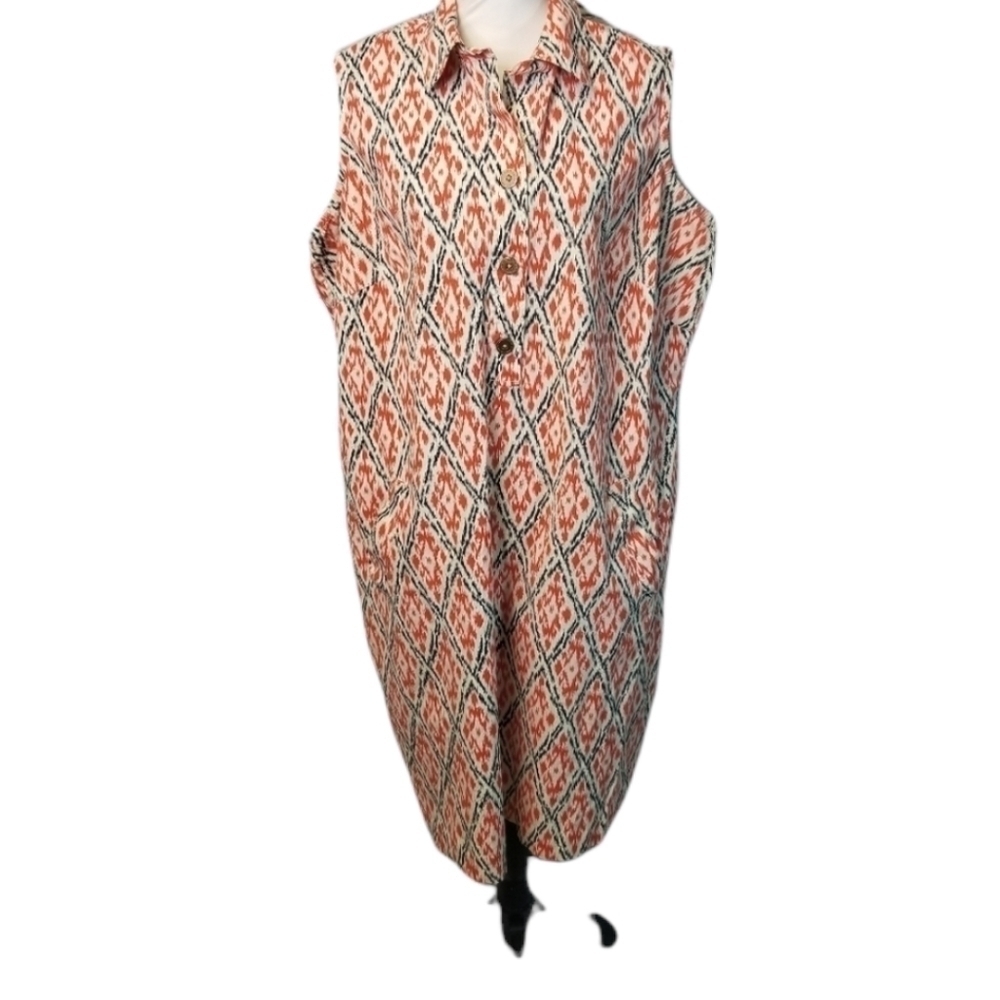 Lands End ikat sleeveless shirt dress